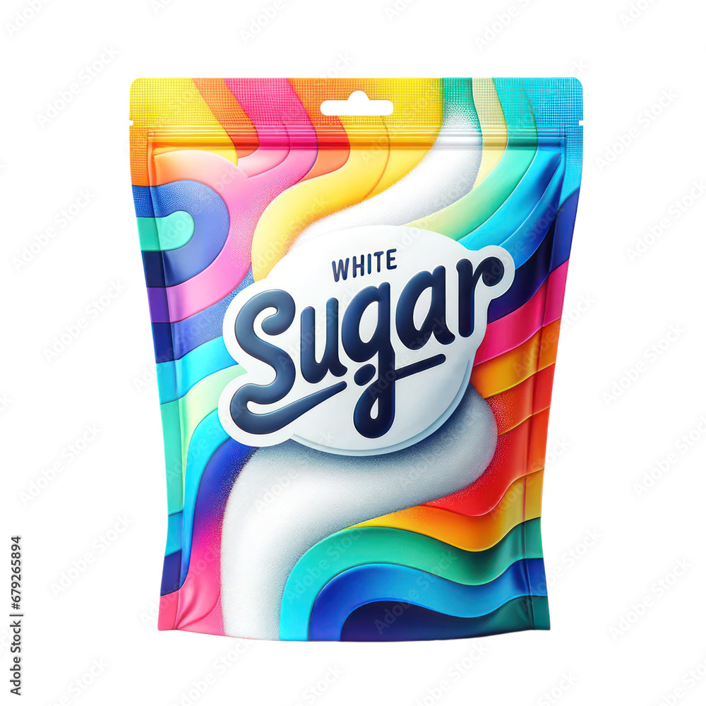Fototapeta premium Sugar package isolated on white transparent background, png, 