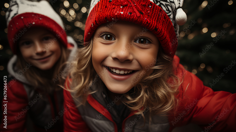 Children - kids - friends - selfie - extreme close-up - low angle shot - Christmas - holiday - festive - winter - black and white with color splash - monochrome - quirky - charming - eccentric Children - kids - friends - selfie - extreme close-up - low angle shot - Christmas - holiday - festive - winter - black and white with color splash - monochrome - quirky - charming - eccentric