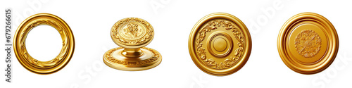Gold wax seal Hyperrealistic Highly Detailed Isolated On Transparent Background Png File photo