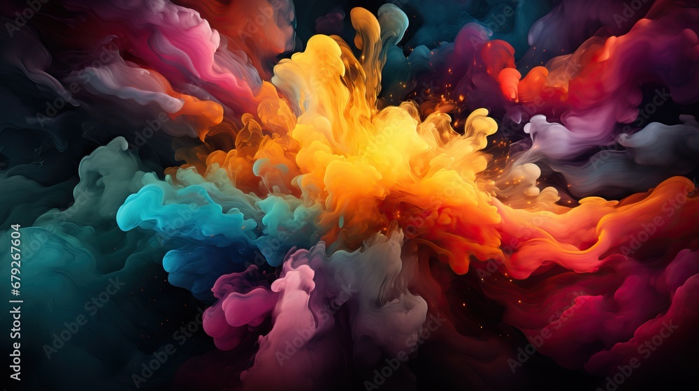 explosion multi couleur de nuages - obrazy, fototapety, plakaty 