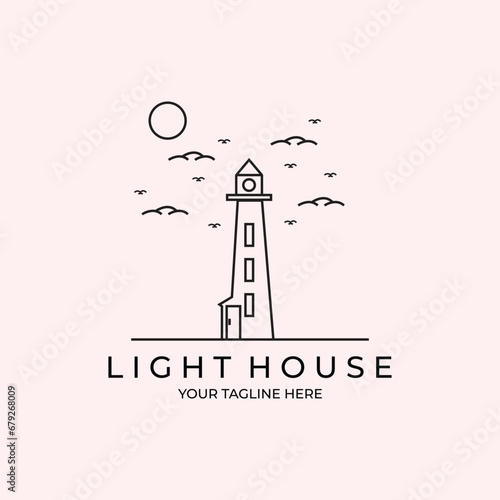 light house icon minimalist line art building design logo illustration