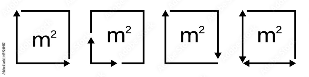 M2 Square meter icon with arrows M2 Square meter icon with arrows