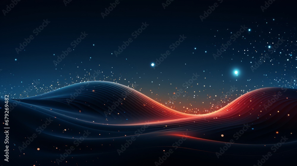 Modern space wallpaper with stars and waves on the background. Neon Lit Wave Lines. Motion Blur Panorama. Beautiful business background for presentation Modern space wallpaper with stars and waves on the background. Neon Lit Wave Lines. Motion Blur Panorama. Beautiful business background for presentation