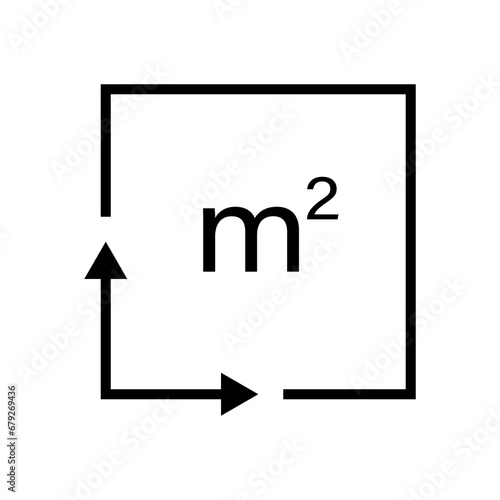 M2 Square meter icon with arrows