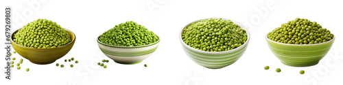 Green mung beans in bowl Hyperrealistic Highly Detailed Isolated On Transparent Background Png File