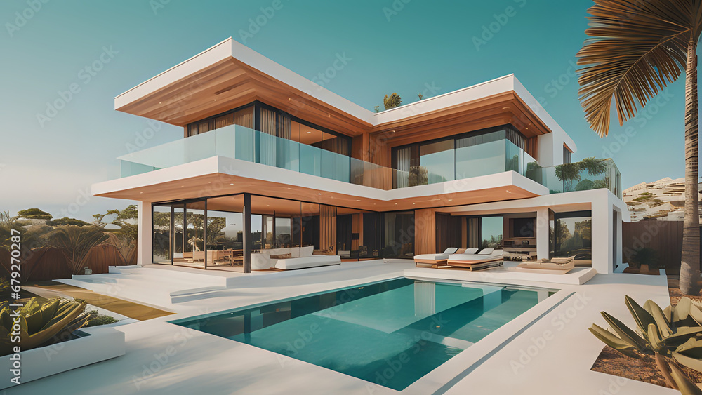 Fototapeta premium moderen Villa am Strand