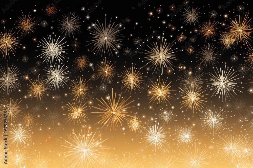 Naklejka premium a christmas fireworks on the golden night sky Generative Ai