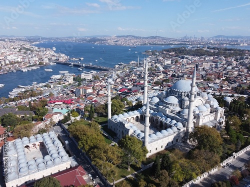 the famous blue mosque in turkey  with its large white domes