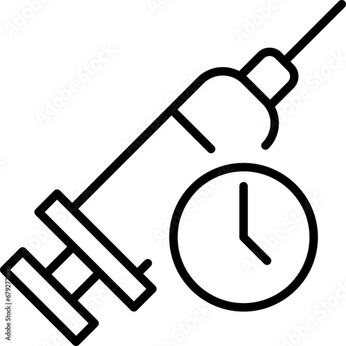 Syringe by Clock Modern Line Icon. Perfect for design, infographics, web sites, apps.