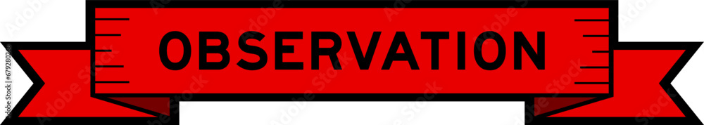 Ribbon label banner with word observation in red color on white background Ribbon label banner with word observation in red color on white background