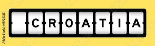 Black color in word croatia on slot banner with yellow color background