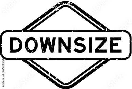 Grunge black downsize word rubber seal stamp on white background