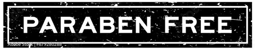 Grunge black paraben free word square rubber seal stamp on white background