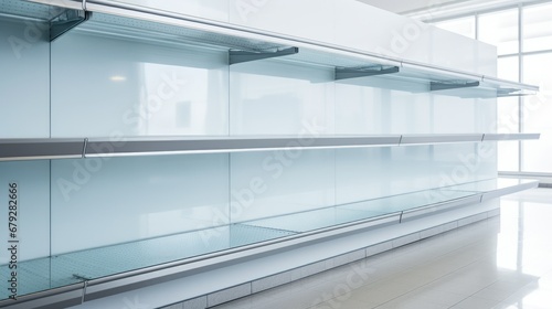 Versatile empty store shelf for personalized product placements   mockups in advertising or design.