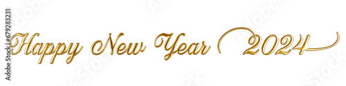  Happy new year 2024 gold text in 3d rendering isolated photo