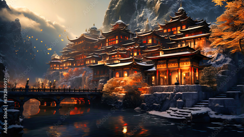 Obraz premium Mountain monasteries serving as data centers