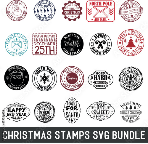Christmas stamps svg bundle