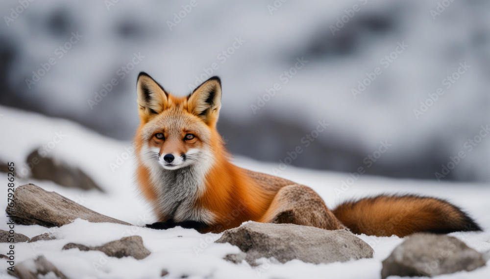 Adorable Red Fox in Winter Gran Paradiso National Park Adorable Red Fox in Winter Gran Paradiso National Park