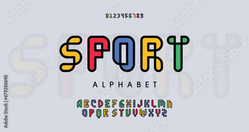 Sport modern alphabet fonts. Typography technology electronic sport digital game music future creative font. vector illustration