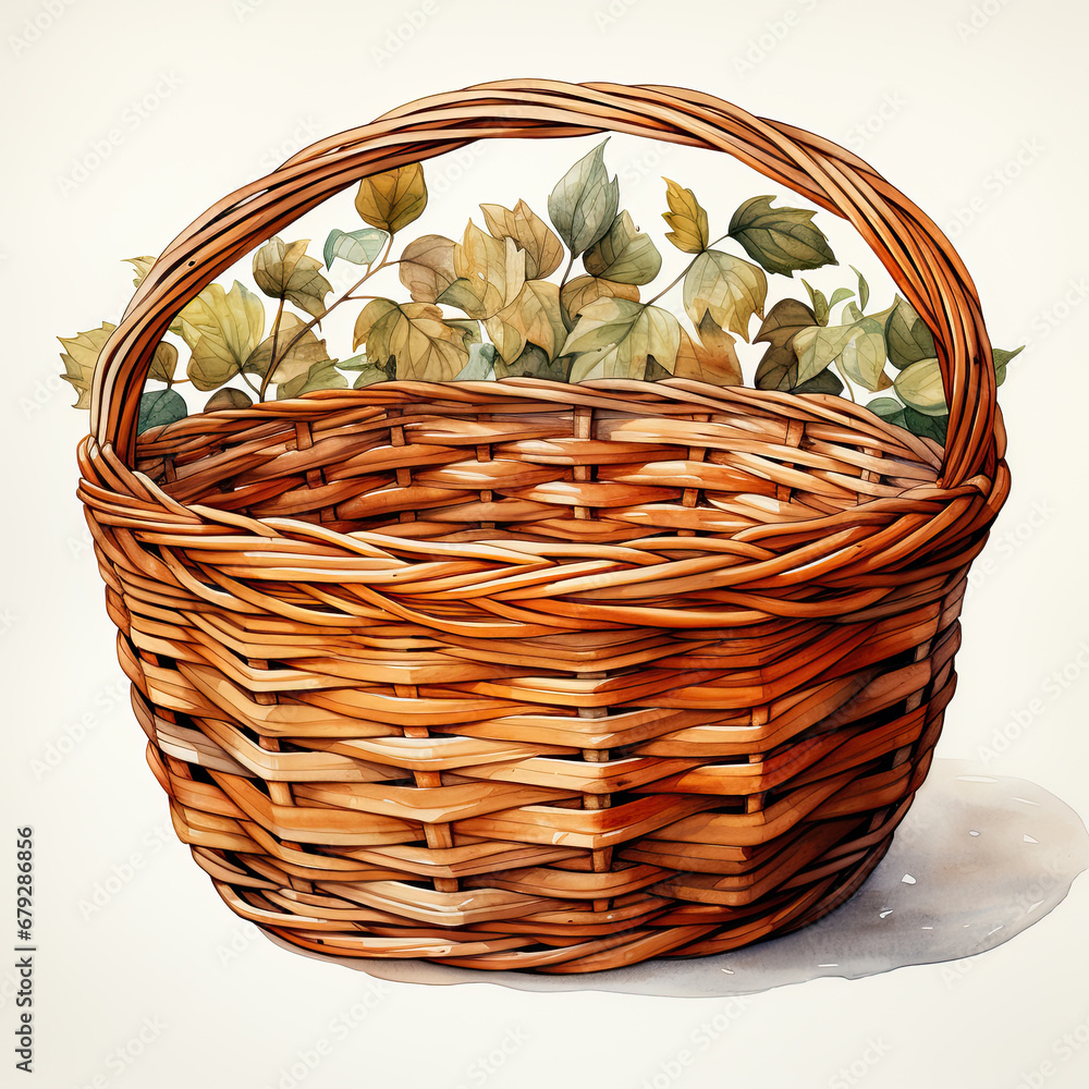 Obraz premium watercolor basket clipart, Generative Ai