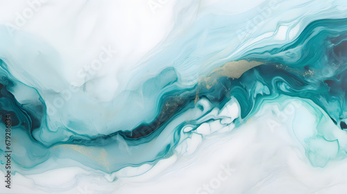 white and teal Marble ink abstract art exquisite painting for abstract background generativ ai