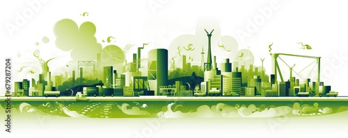 Green energy, urban landscape, ecology. flat design concept illustration AI generated illustration
