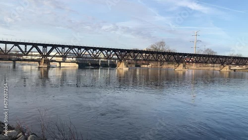 Wallpaper Mural The Rock River flows under a railroad bridge in Rockford, Illinois. Torontodigital.ca