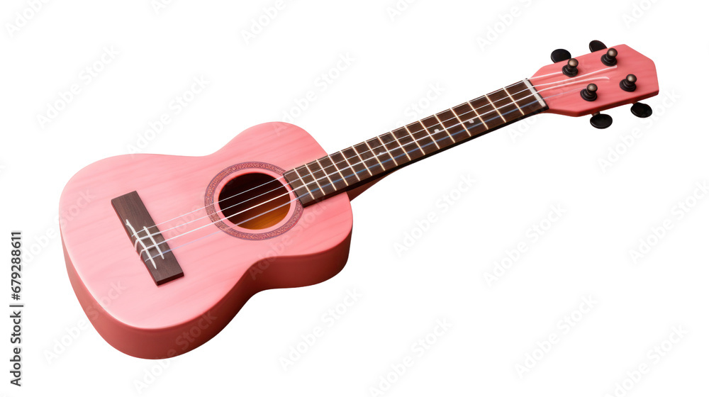 A pink ukulele on the transparent background