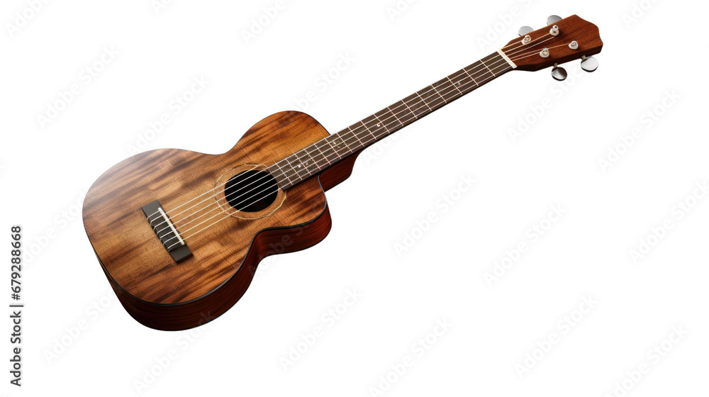 Wooden ukulele on the transparent background