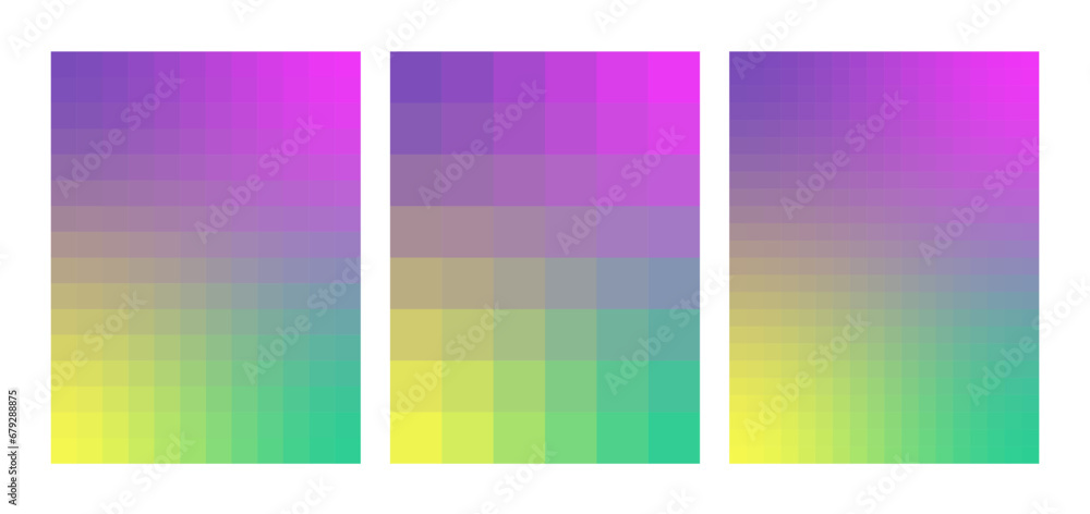 Naklejka premium Templates Cover pack. Playful Gradient Y2k. Trendy Abstract background. Bright abstract in futurism style. Geometry. Modern brutalism style. Bright Vaporwave colors