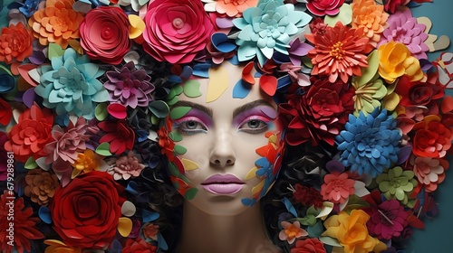 portrait of woman with colorful makeup
