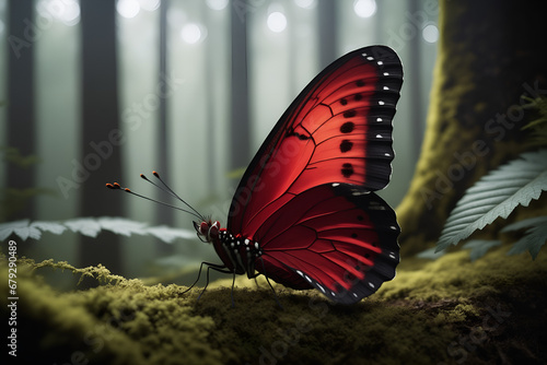 Colorful Butterfly - in the forest at sun rise