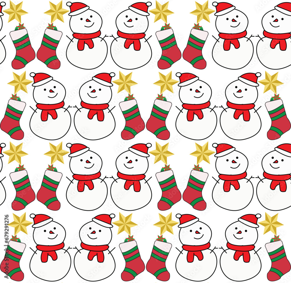 snowman seamless pattern Christmas