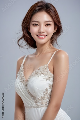 Beautiful young asian woman with clean fresh skin on clean background, Face care, Facial treatment, Cosmetology, beauty and spa, Asian women portrait