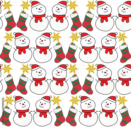Fototapeta Naklejka Na Ścianę i Meble -  snowman seamless pattern Christmas