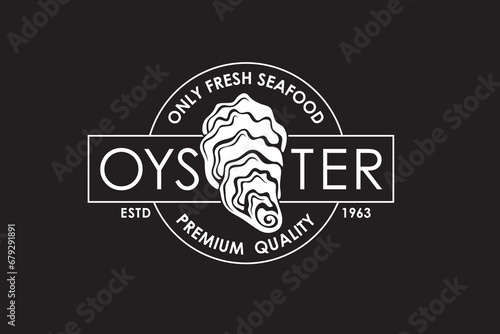 emblem of oyster shell isolated on black background