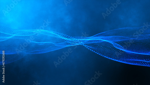 Abstract background of technology. Particle wave of colors. 3D animation. © Helal
