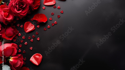rose petals on black