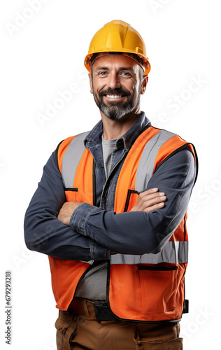 worker, Construction site manager, Isolated on a transparent background.