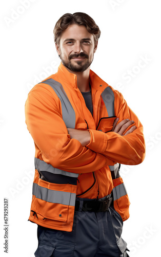 worker, Construction site manager, Isolated on a transparent background.