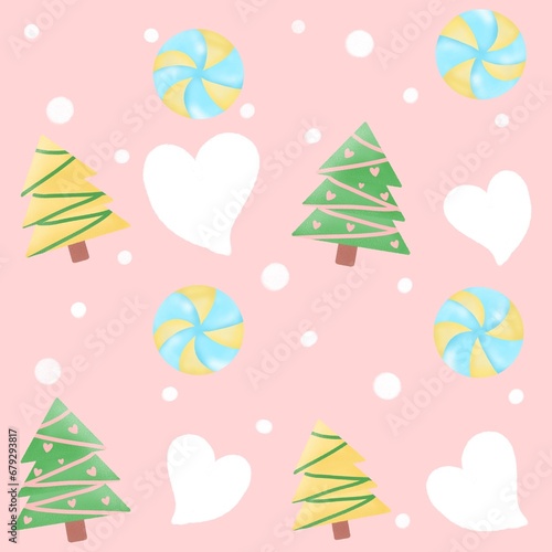 Christmas tree candy seamless pattern bg