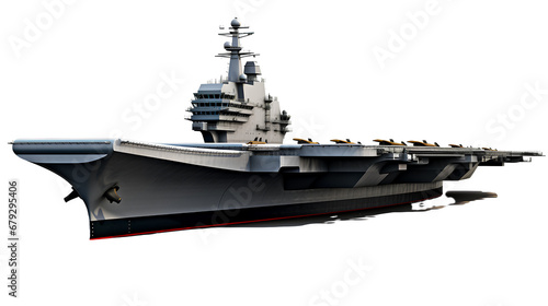 Modern aircraft carrier on transparent background PNG. Naval war concept. photo