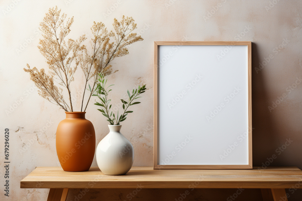 Room interior design with poster mockup Room interior design with poster mockup