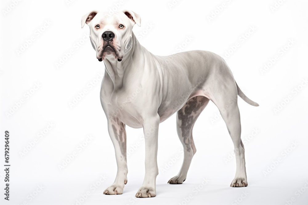 Dogo Argentino breed dog with white background - obrazy, fototapety, plakaty 