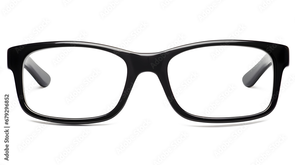 Fototapeta premium Classic black eye glasses front view, isolated