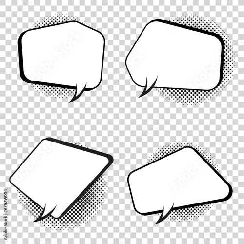 Four omic pops art style and Quiz brainy game word. Vector illustration design. Retro comic speech bubble on transparent background design