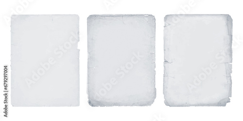Gray vintage old paper sheets with ripped edges. Antique paper set, isolated on transparent background	