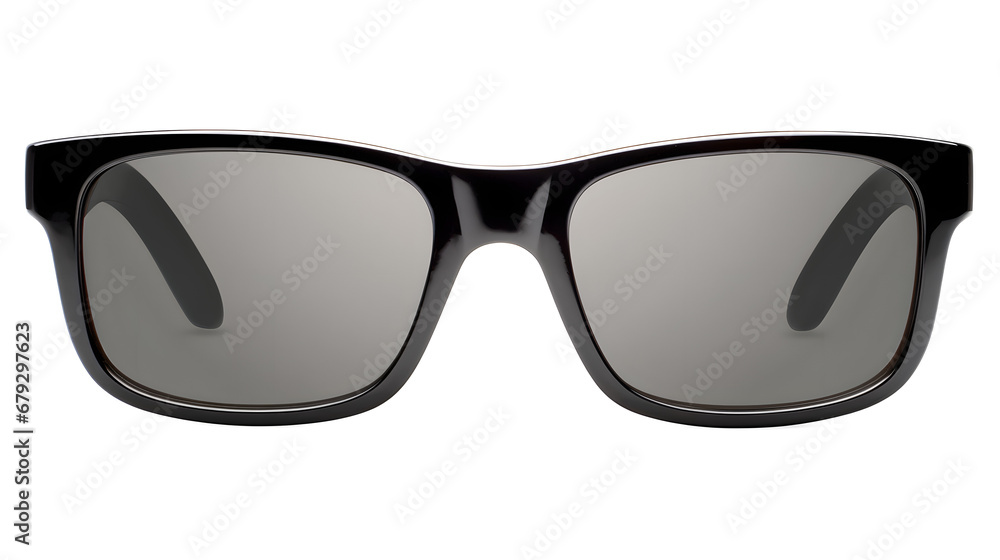 Classic black sunglasses front view, isolated, partial transparency Classic black sunglasses front view, isolated, partial transparency