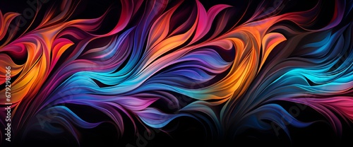 Bright abstract pattern in a color different lines on a black