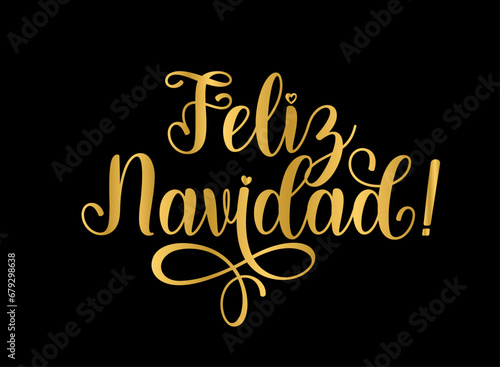 Hand sketched FELIZ NAVIDAD quote in Spanish as banner. Translated Merry Christmas. Lettering for poster  label  sticker  flyer  header  card  advertisement  announcemen